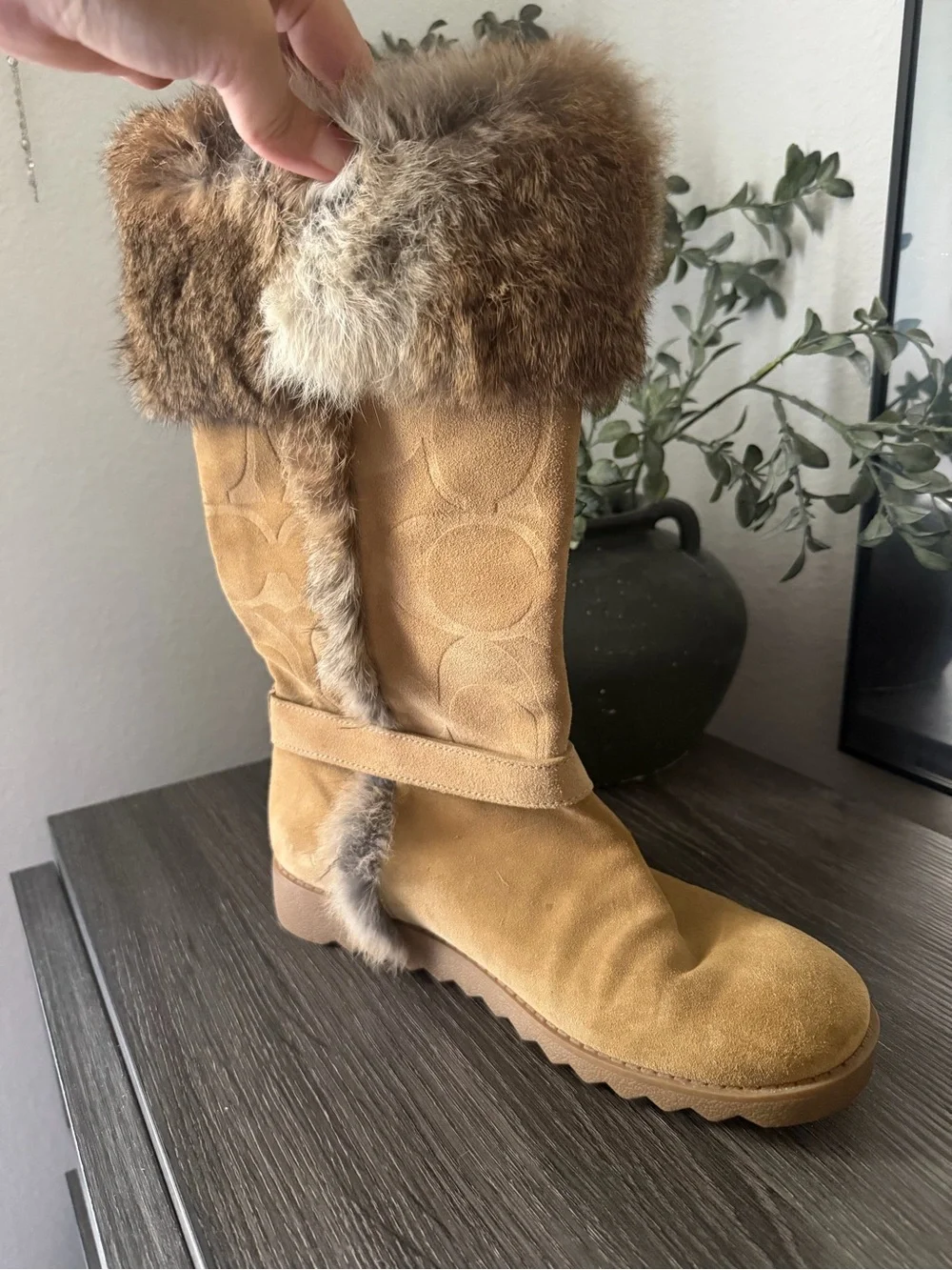 Coach Deeann Fur Trim Boots